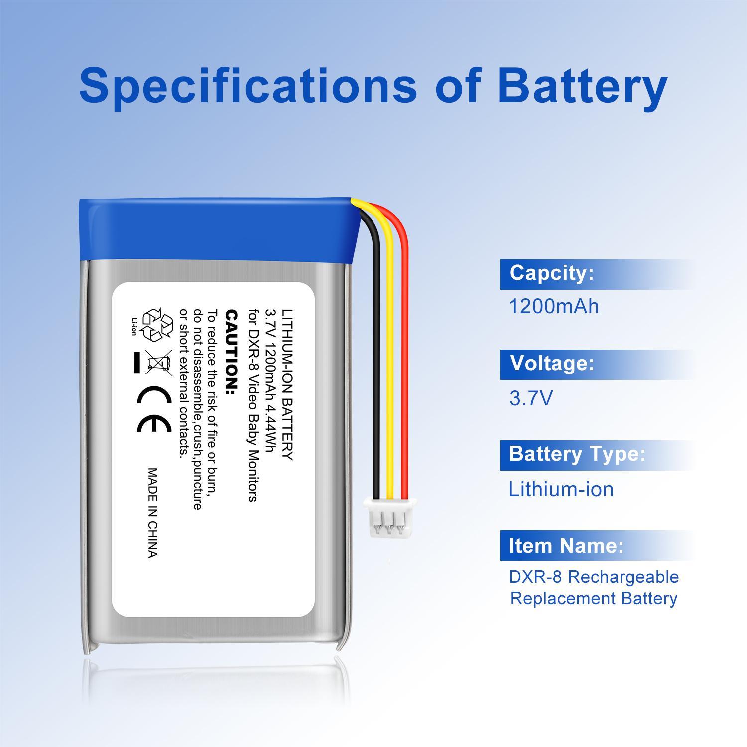 Lithium-Ionen-wiederaufladbare Ersatzbatterie 3,7 V 1200mAh für DXR-8 Babyphone 